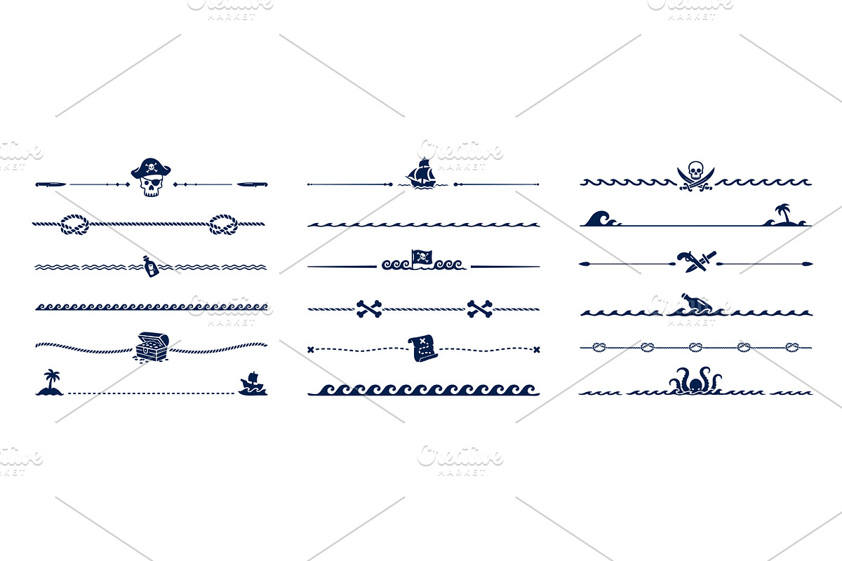 Caribbean pirate dividers borders, a Decorative Illustration by Buch&Bee