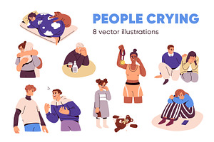 People in tears crying. Whiny mood, a Person Illustration by Good Studio