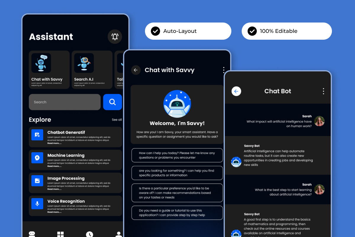 Savvy - AI Chatbot Mobile App, an App Template by twinstd (Photo 2 of 5)