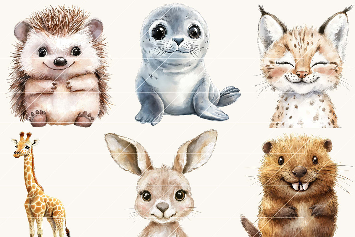 Watercolor Woodland Portraits, an Animal Illustration by Design Scotch (Photo 2 of 7)