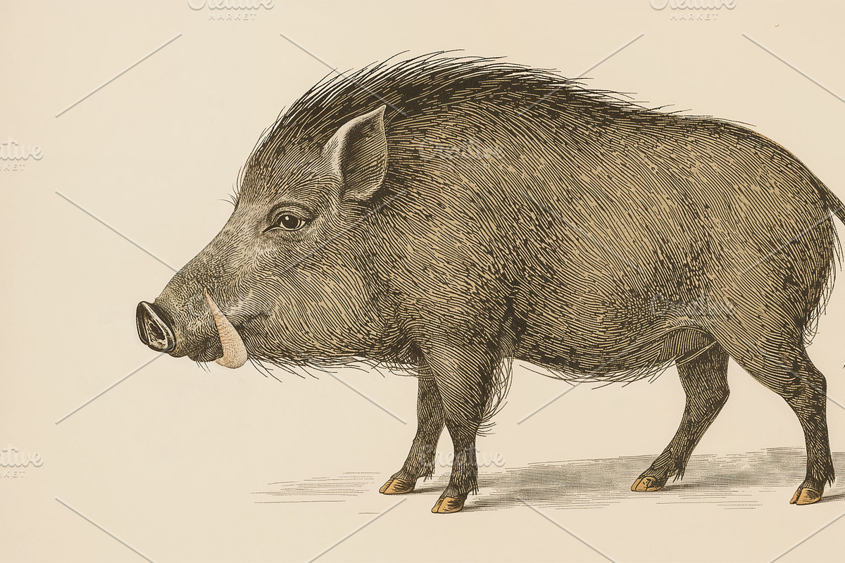 Displaying vintage wild boar, an Illustration by wavebreak