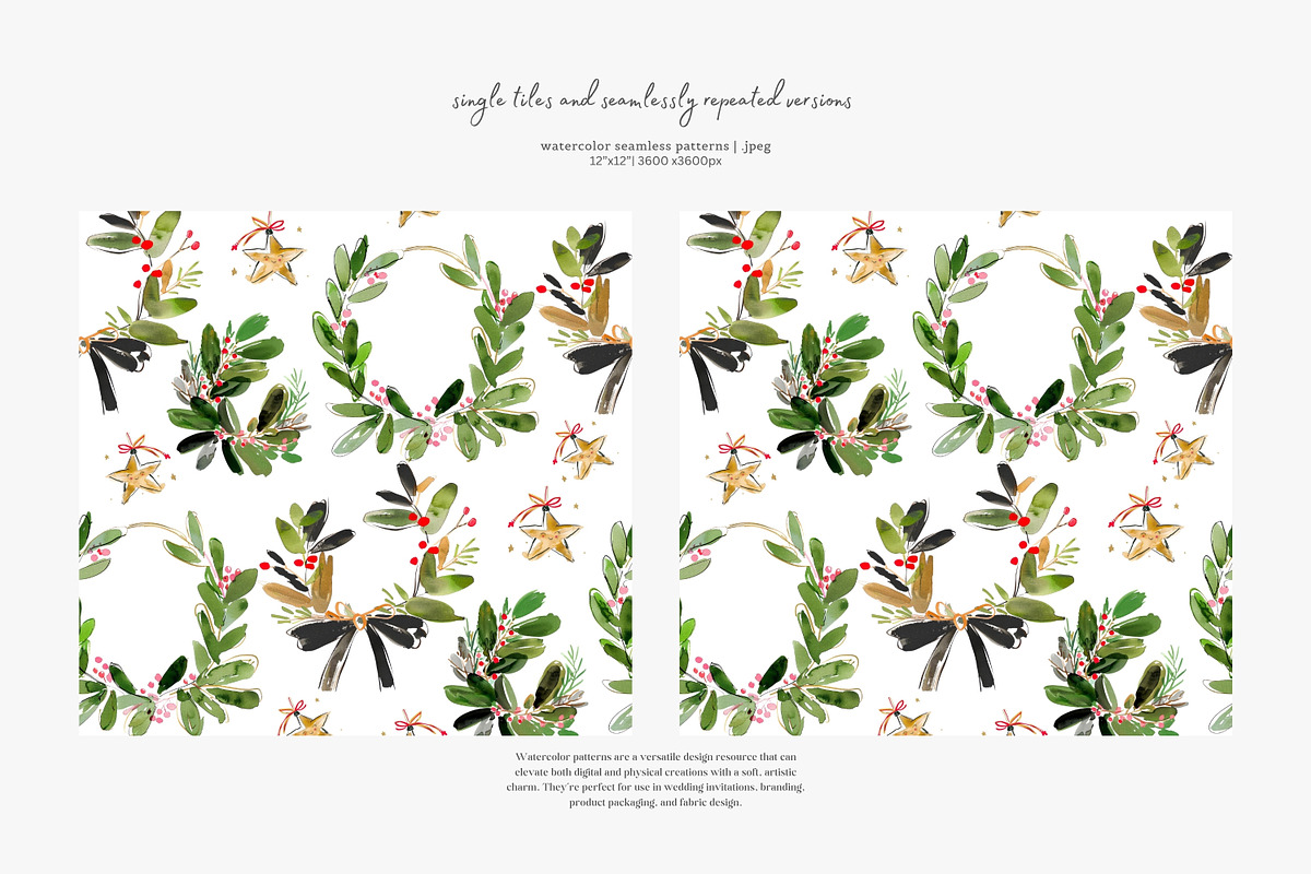 watercolor Christmas dogs patterns, a Pattern Graphic by Patishop Art (Photo 5 of 9)