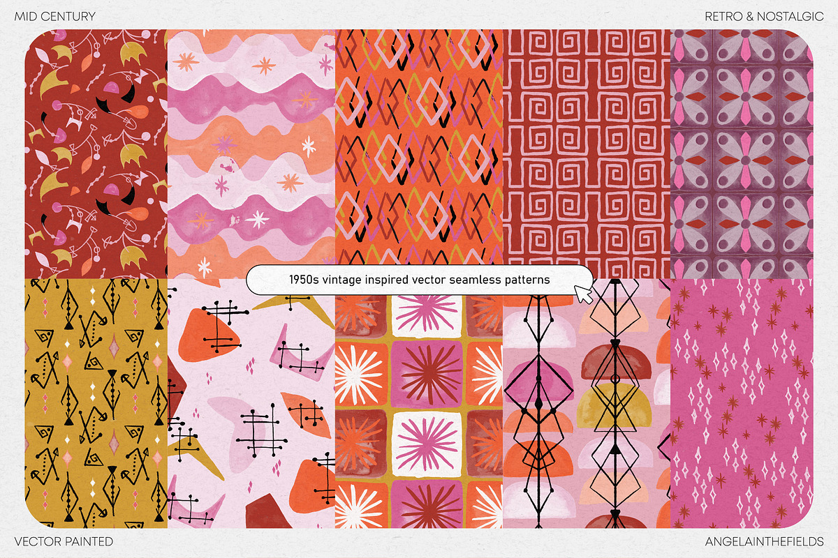 Mid Century Vector Patterns, a Pattern Graphic by angelainthefields (Photo 5 of 10)