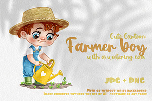 Boy gardener in a hat, a Person Illustration by Azuzlikus