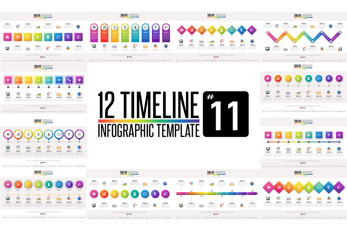 Timeline Infographic Template set 11, a Presentation Template by Paperboxshop (Photo 1 of 3)