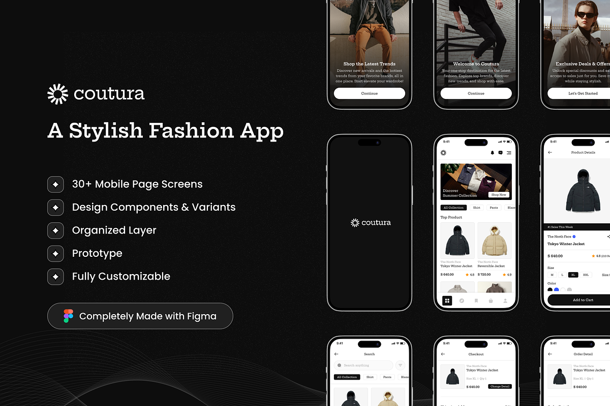 Coutura - Fashion App UI Kit, an UI Kit Template by restiyathena (Photo 1 of 6)