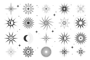 Set of star icons. Vector sun and, an Object Illustration by Elegant Solution