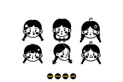 Cute Girl Faces SVG Clipart, an Illustration by designvectx (Thumbnail 2 of 3)