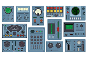 Retro control panels. Space ship, a Technology Illustration by YummyBuum