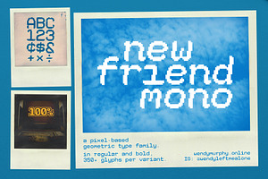 New Friend Mono | Pixel Sans-Serif, a Sans Serif Font by wendyleftmealone