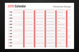 Calendar 2019 Horizontal Style