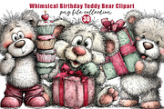 Whimsical Birthday Teddy Bear Clipar, an Illustration by Dream Creation (Thumbnail 1 of 6)