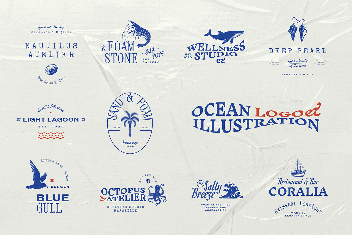 Ocean | Logo & Illustration Kit, a Branding & Logo Template by KetteCreate (Photo 1 of 20)