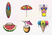 Funky Summer Clipart, an Illustration by CreationArt (Thumbnail 2 of 5)
