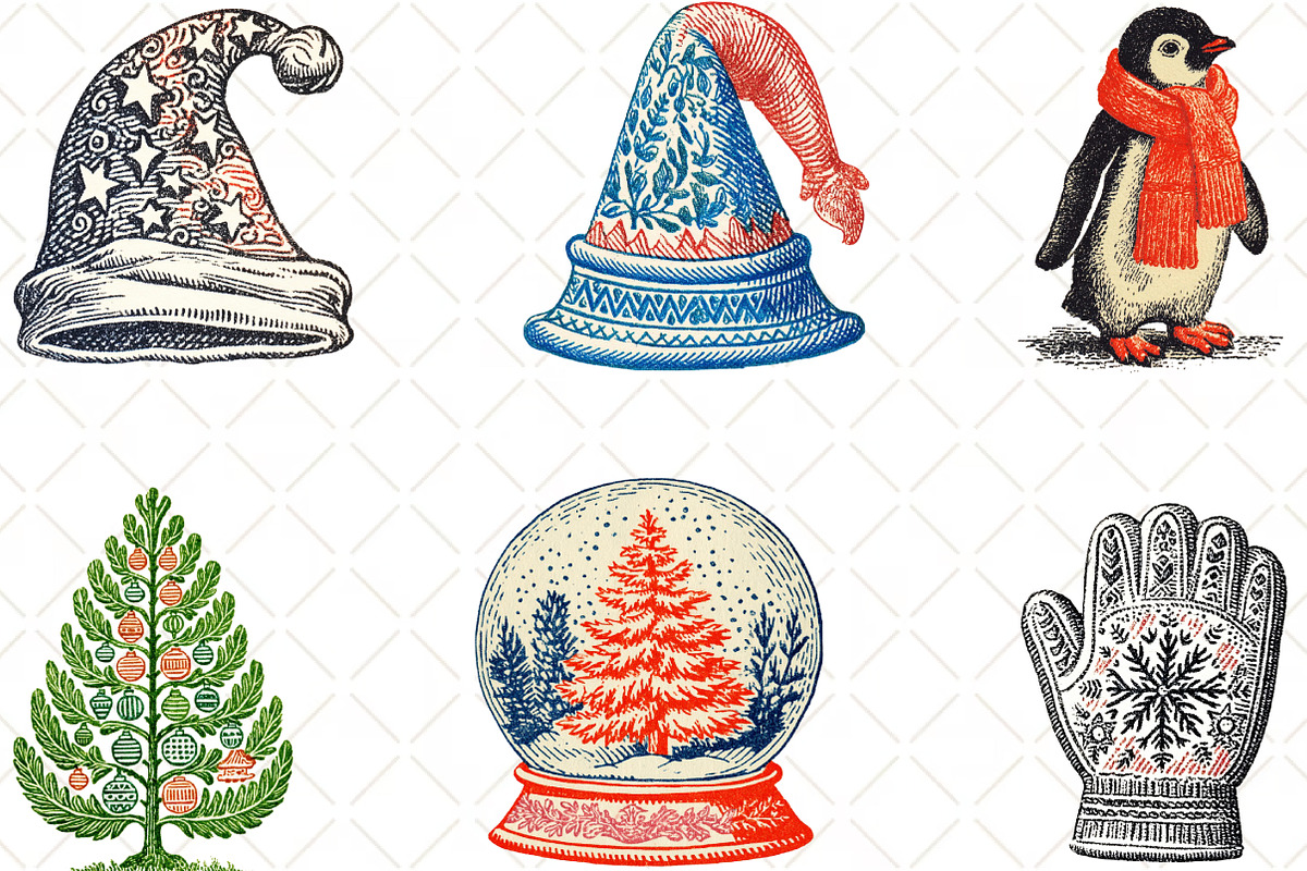 Christmas Doodle Sublimation Clipart, an Illustration by Black Bird Studio (Photo 3 of 6)