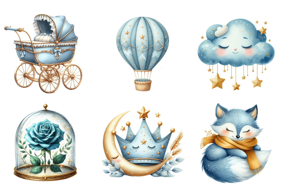 Little Prince Blue Baby Nursery Clip, an Illustration by SinaCreation (Photo 3 of 5)