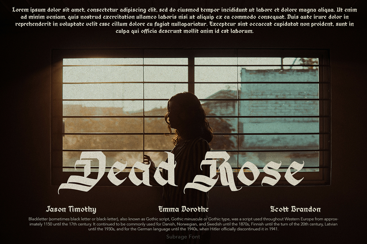 Subrage Blackletter, a Blackletter Font by TypeClassHeroes (Photo 14 of 15)