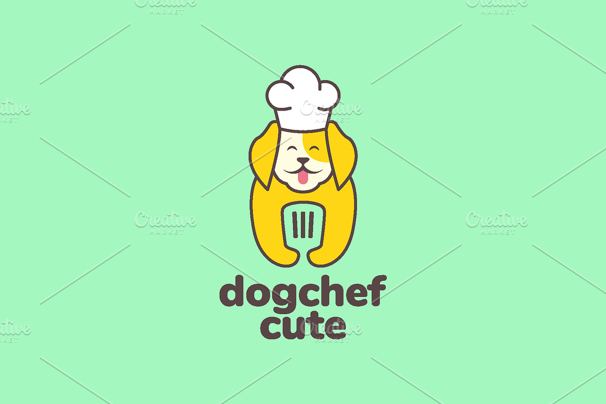 dog chef spatula cooking cute logo, a Branding & Logo Template by devastd