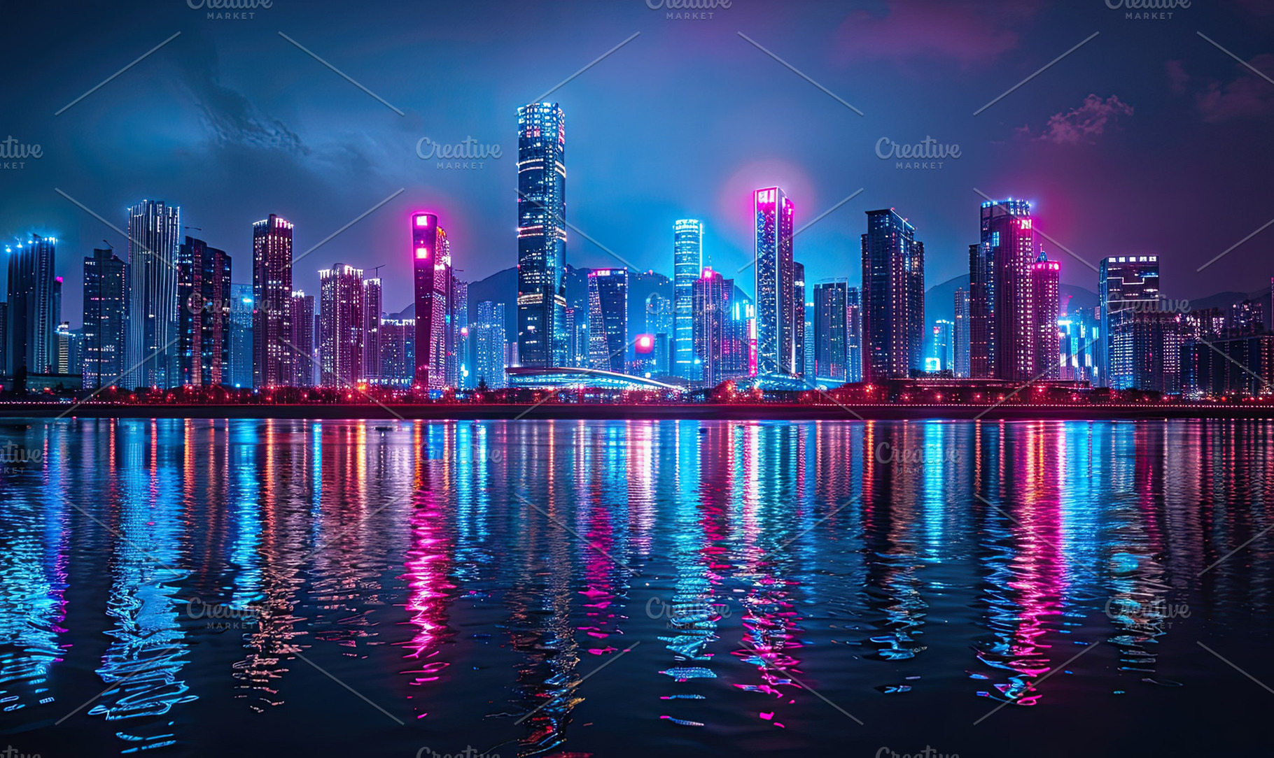 Create a night-time scene capturing, a Photo by LOGOCREATIVE
