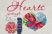Hearts zentangle 2, a Decorative Illustration by Watercolor fantasy (Thumbnail 1 of 8)