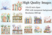 Watercolor Spring Bookshelf Clipart, an Illustration by Craft Nest (Thumbnail 2 of 4)