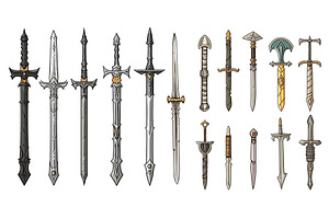 Various medieval weapons. Swords, a Graphic by LadadikArt