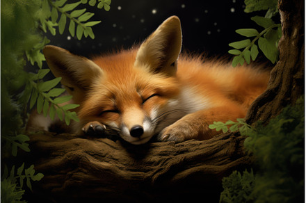 Peaceful Sleeping wild fox. Generate, an Animal Photo by Ylivdesign