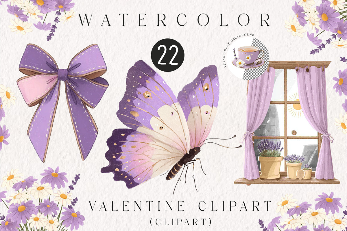 lavender cottagecore clipart set, an Illustration by CreationArt (Photo 1 of 4)