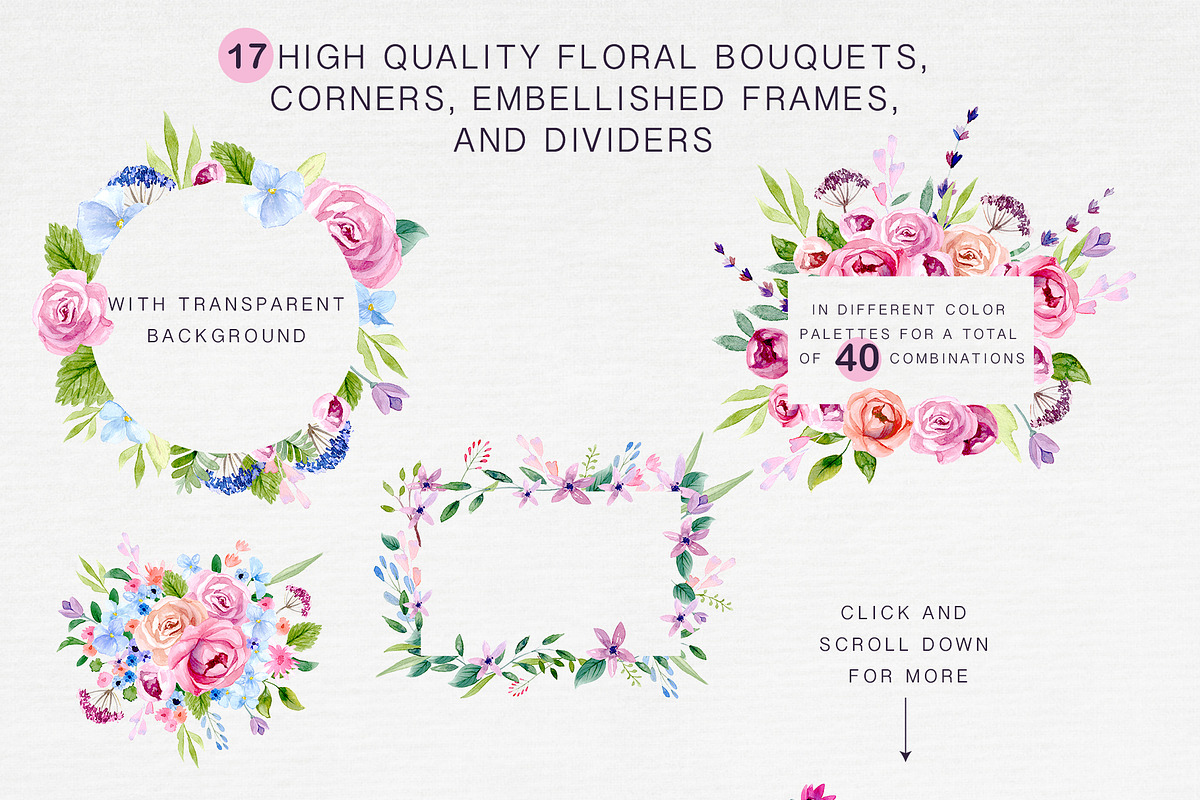 Watercolour Leaves and Floral Kit, a Texture Illustration by Maria Zebroff (Photo 3 of 11)