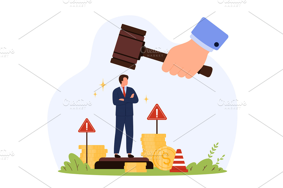 Businessman Facing Legal Judgment, an Object Illustration by Flashvector