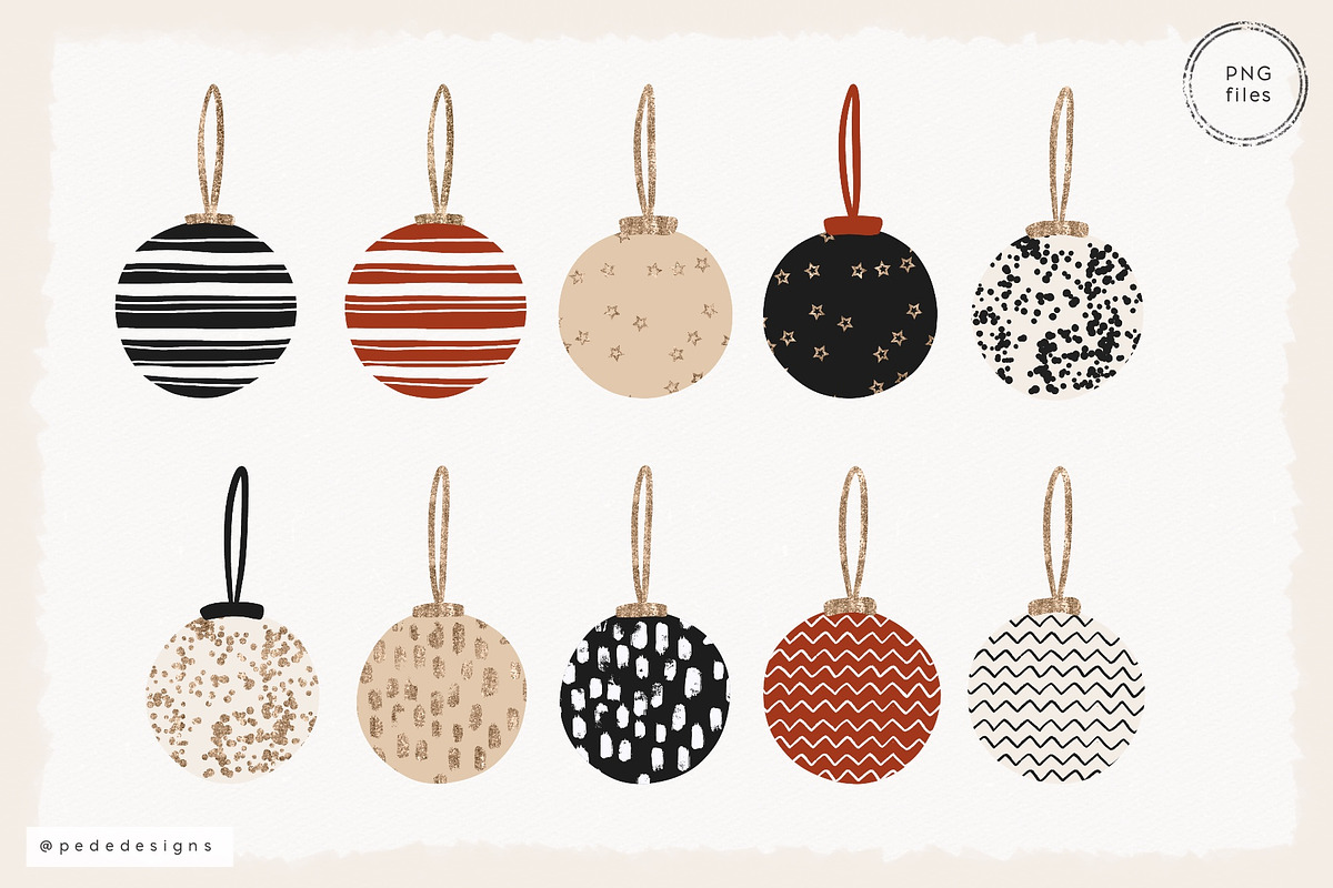 Christmas Balls I Clip Art, a Decorative Illustration by PeDe Designs (Photo 2 of 5)