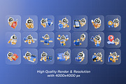 Robot Shopping 3D Illustration Pack, an Object 3D Model by Tempcraft (Thumbnail 3 of 5)
