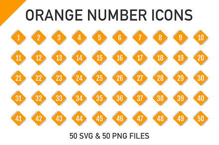 1-50 Orange Cube Number Icons