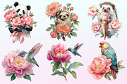 Summer Peony Animals Clipart., a Graphic by CitraGraphics (Thumbnail 2 of 4)
