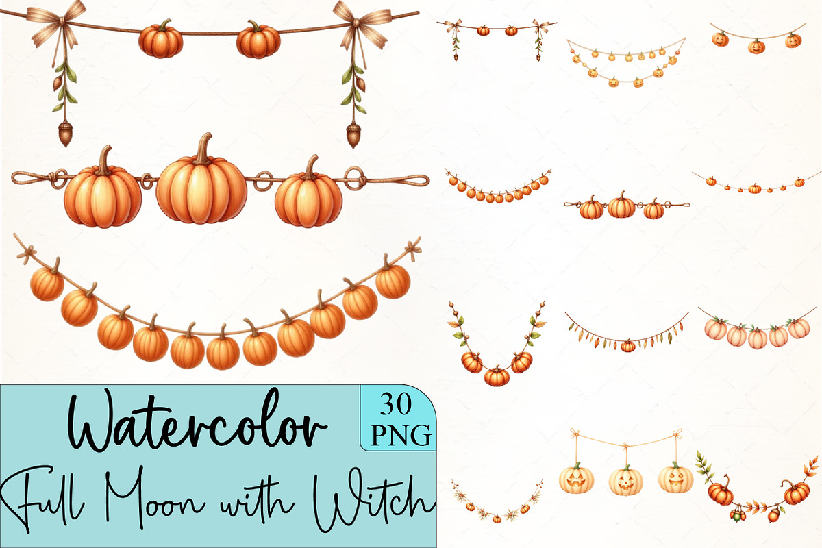 Garland with Pumpkins Clipart, an Illustration by CrexoraLab (Photo 1 of 5)