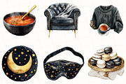 Watercolor Cozy Evening Clipart, an Illustration by OK Design (Thumbnail 2 of 5)