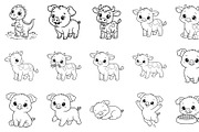 Baby Farm Animals Coloring Clipart, an Animal Illustration by Annudesign (Thumbnail 3 of 3)