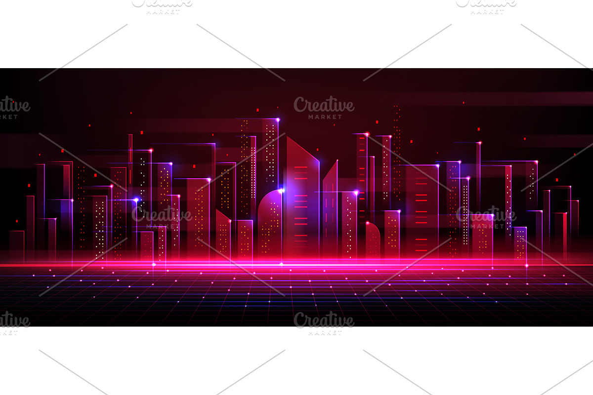 Digital tech landscape with abstract, a Technology Illustration by art PVP - market