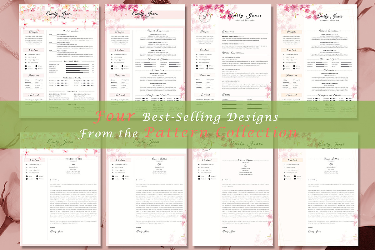 Resume CV Bundle Flower Collection, a Resume Template by Showy68 Template (Photo 3 of 7)
