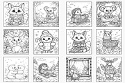 Winter Coloring Pages: Animal-Themed, a Seasonal Illustration by Lamia Emad (Thumbnail 3 of 4)