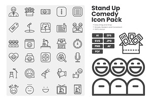Stand Up Comedy Icon Pack, an Outline Icon by erifqizeicon