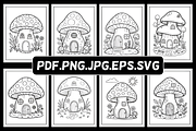 Fairy House Coloring Pages for Kids, a Decorative Illustration by Ink Gallery (Thumbnail 2 of 7)
