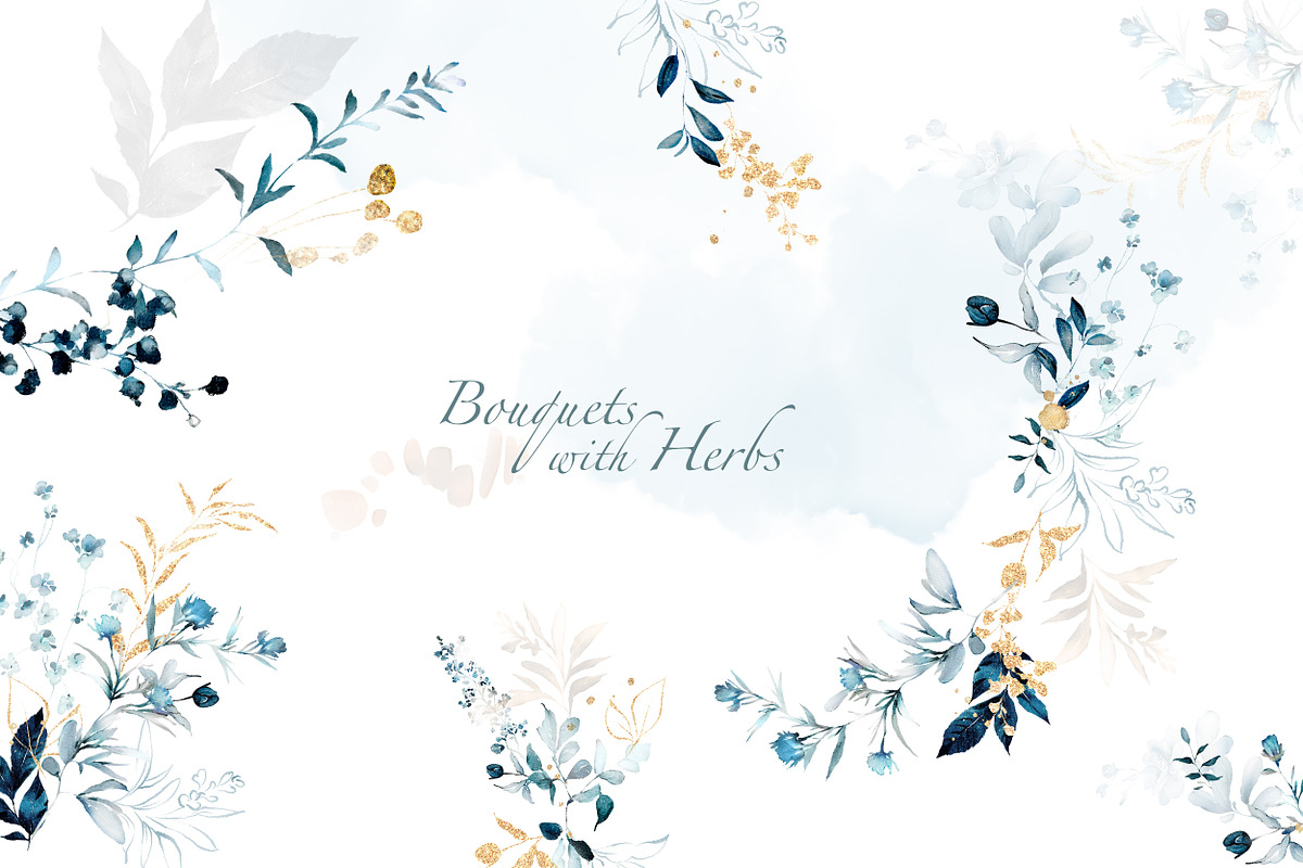 watercolor Blue flowers, Patterns, a Decorative Illustration by Lisima (Photo 4 of 14)