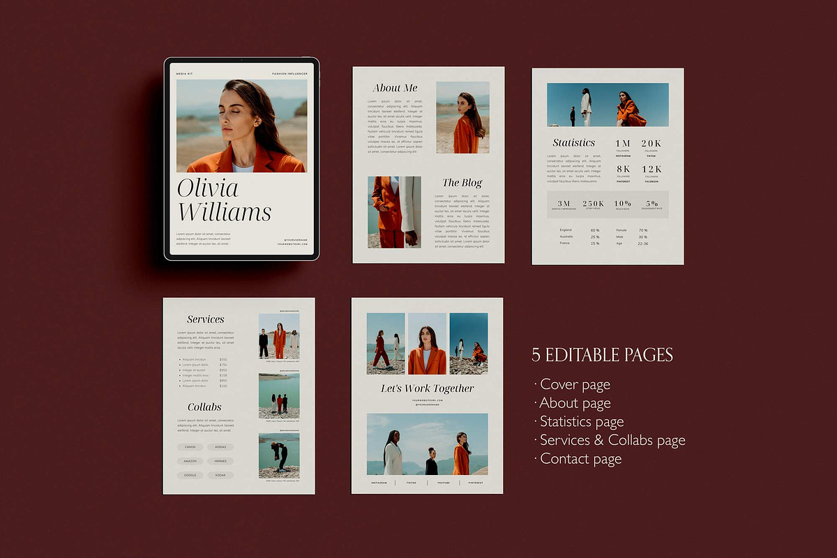 Influencer Media Kit Canva Template, a Print Template by Sierra Creative Studio (Photo 4 of 7)