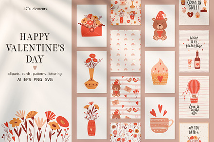 Valentine's day. Cards & Patterns