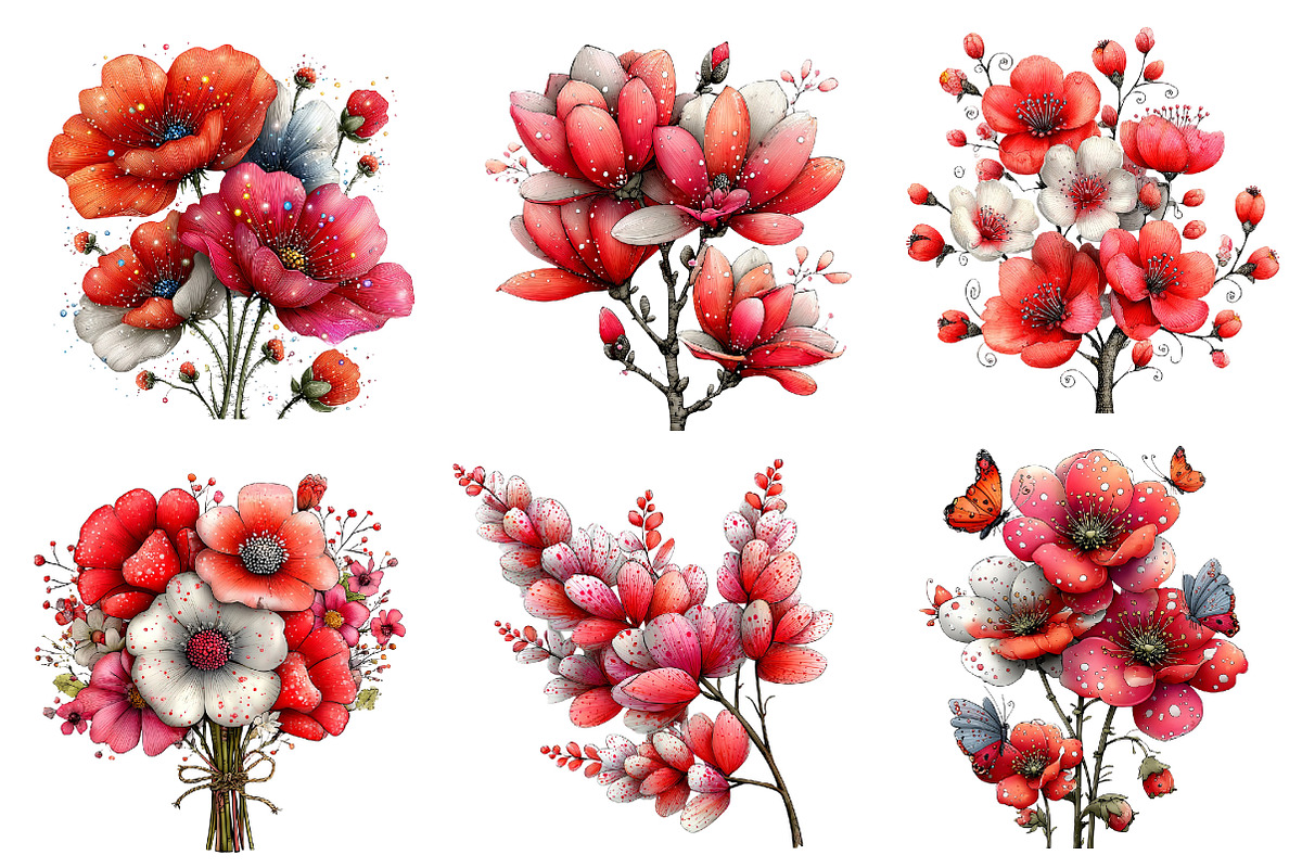 Whimsical Wildflowers Clipart,Spring, an Illustration by Dream Creation (Photo 4 of 8)