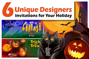 Six Card Invitation Of Halloween.