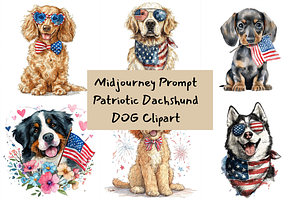 Prompt Patriotic DOG Clipart, a Decorative Illustration by Creative design