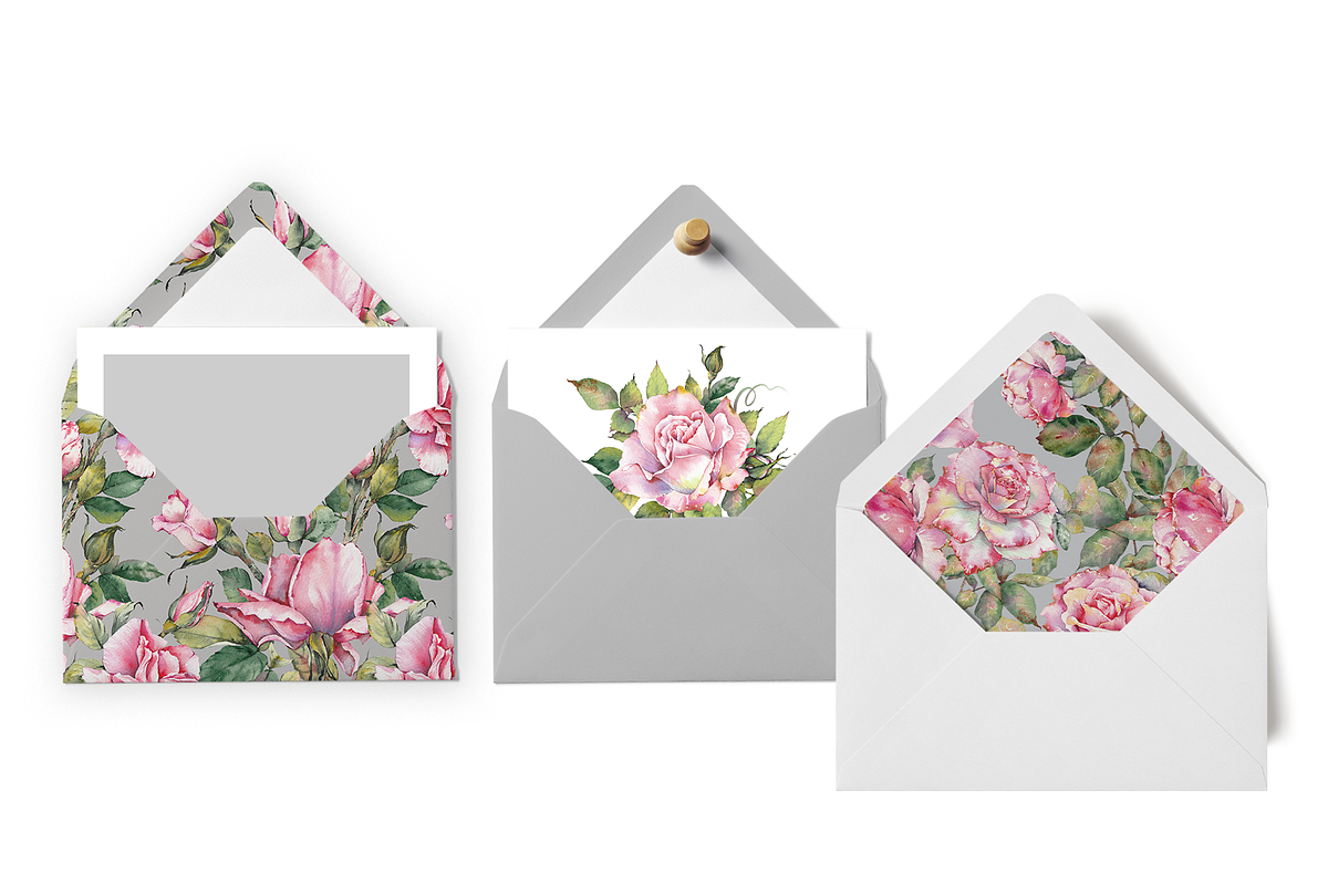 Watercolor Garden Rose Patterns, a Pattern Graphic by Jeanna Draw (Photo 8 of 12)