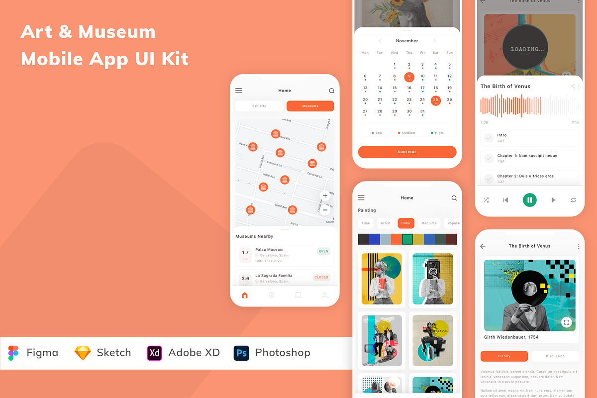 Art Museum Mobile App UI Kit, an UI Kit Template by Betush